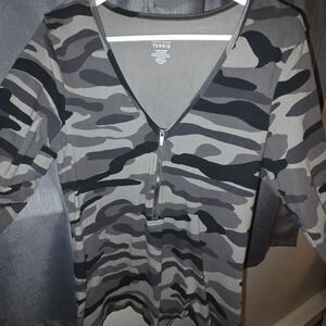 Torrid Camouflage V-Neck Zip Top